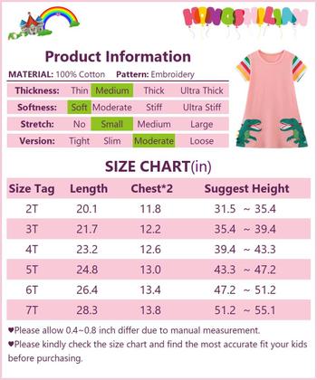 Imagem de Vestido Hongshilian Little Girls Cotton Dinosaurs 6T Summer