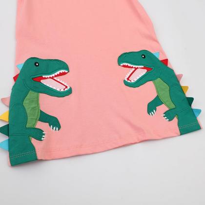 Imagem de Vestido Hongshilian Little Girls Cotton Dinosaurs 6T Summer