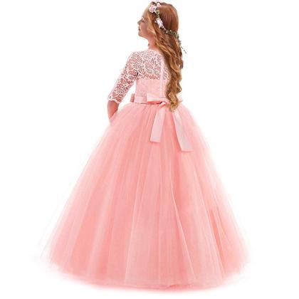 Imagem de Vestido IBTOM CASTLE Flower Girls de renda e tule rosa 7-8 anos