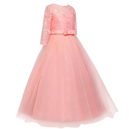 Imagem de Vestido IBTOM CASTLE Flower Girls de renda e tule rosa 7-8 anos