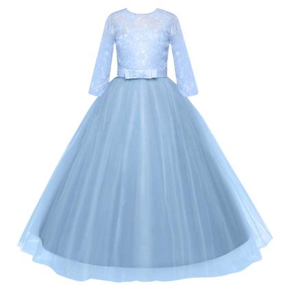 Imagem de Vestido IBTOM CASTLE vintage de renda floral azul 11-12 anos