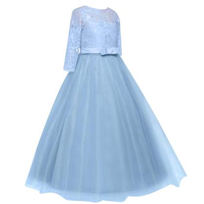 Imagem de Vestido IBTOM CASTLE vintage de renda floral azul 11-12 anos