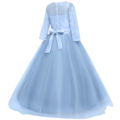 Imagem de Vestido IBTOM CASTLE vintage de renda floral azul 11-12 anos