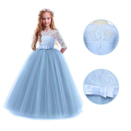 Imagem de Vestido IBTOM CASTLE vintage de renda floral azul 11-12 anos