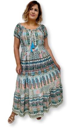 Imagem de Vestido Indiano Longo Ciganinha Plus Size com elástico 21282