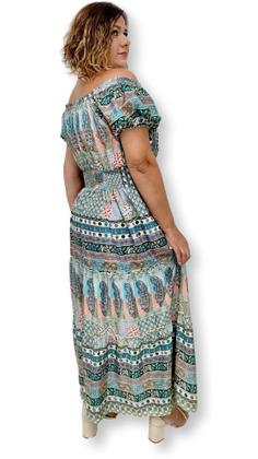 Imagem de Vestido Indiano Longo Ciganinha Plus Size com elástico 21282