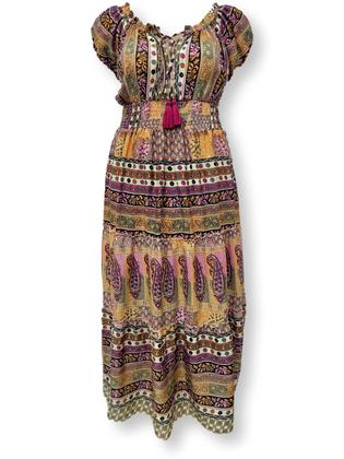 Imagem de Vestido Indiano Longo Ciganinha Plus Size com elástico 21282