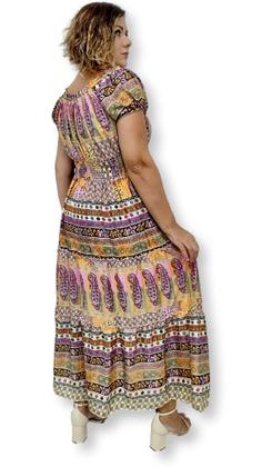 Imagem de Vestido Indiano Longo Ciganinha Plus Size com elástico 21282