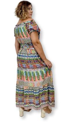 Imagem de Vestido Indiano Longo Ciganinha Plus Size com elástico 21282