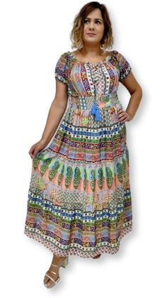 Imagem de Vestido Indiano Longo Ciganinha Plus Size com elástico 21282