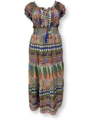 Imagem de Vestido Indiano Longo Ciganinha Plus Size com elástico 21282