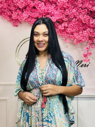 Imagem de Vestido Indiano Tamanho único estampado com tonalidade Verde