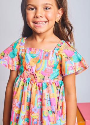 Imagem de Vestido infantil Alphabeto - Robozinho color