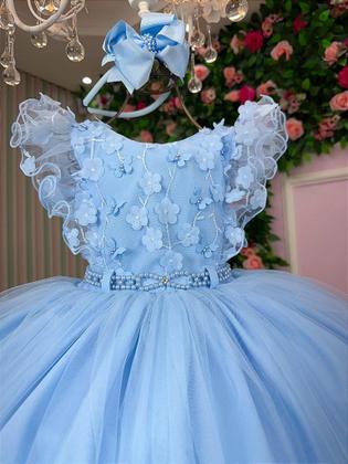 Imagem de Vestido Infantil Azul Bebe Jardim Encantado