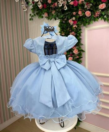 Imagem de Vestido Infantil Azul Bebê Jardim Encantado para Festa