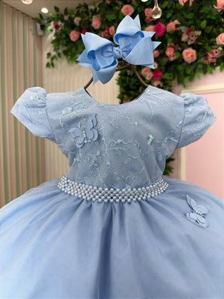 Imagem de Vestido Infantil Azul Bebê Jardim Encantado para Festa