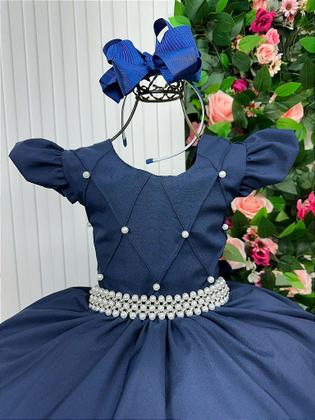 Imagem de Vestido Infantil Azul Marinho para Formatura Longo Dama de Honra Luxo Festas