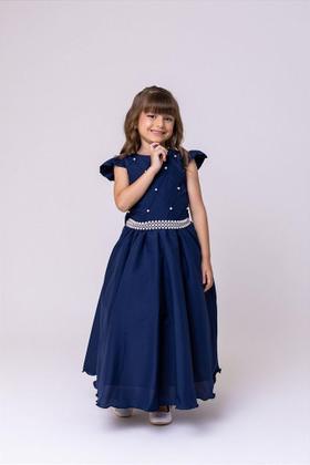 Imagem de Vestido Infantil Azul Marinho para Formatura Longo Dama de Honra Luxo Festas