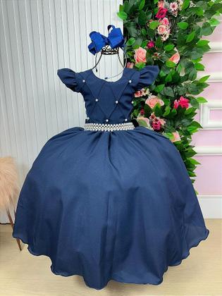 Imagem de Vestido Infantil Azul Marinho para Formatura Longo Dama de Honra Luxo Festas