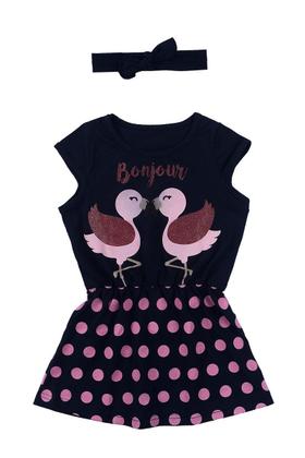 Imagem de Vestido Infantil Azul Poá com Flamingos - Destak