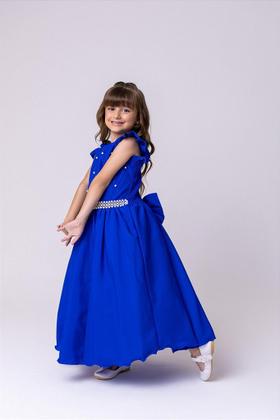 Imagem de Vestido Infantil Azul Royal Longo Dama de Honra Luxo para Festas