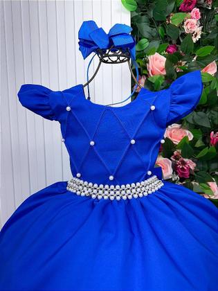 Imagem de Vestido Infantil Azul Royal Longo Dama de Honra Luxo para Festas