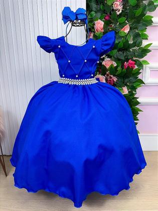 Imagem de Vestido Infantil Azul Royal Longo Dama de Honra Luxo para Festas