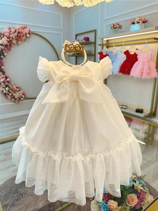 Imagem de Vestido Infantil Bebê Marfim Jardim Encantado Luxo - Tamanho P a G