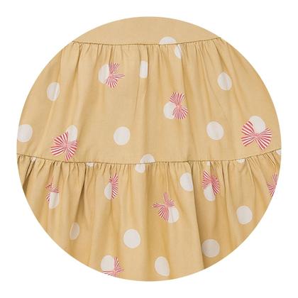 Imagem de Vestido Infantil Bege com Poás e Laços Rosas Meninas