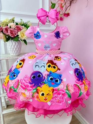 Imagem de Vestido Infantil Bolofofos Rosa Flores Cinto Pérolas Luxo  festa RO028BF