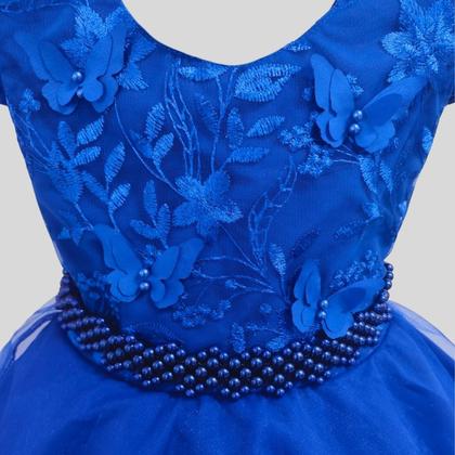 Imagem de Vestido Infantil Bordado Festa Borboletas Luxo Aniversário