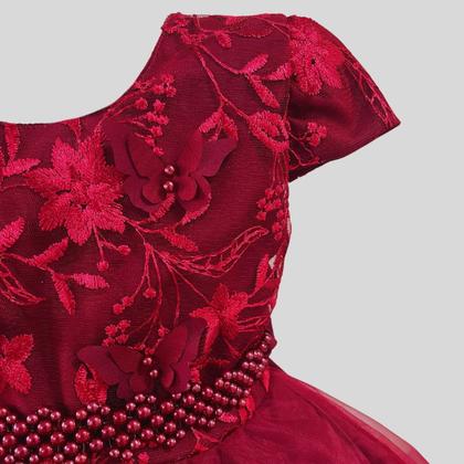 Imagem de Vestido Infantil Bordado Festa Borboletas Luxo Aniversário