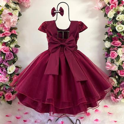 Imagem de Vestido Infantil Bordado Festa Borboletas Luxo Aniversário