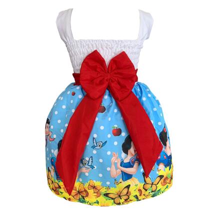 Imagem de Vestido Infantil Branca De Neve Flores E Borboletas + Tiara