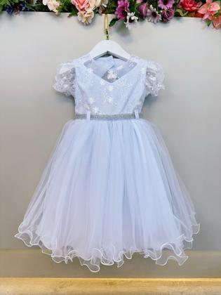 Imagem de Vestido Infantil Branco Busto Com Renda Daminhas Batizados
