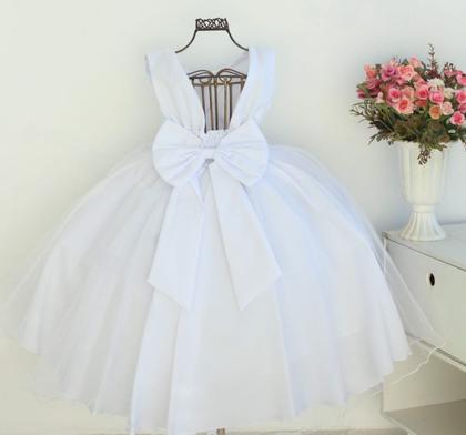 Imagem de Vestido Infantil Branco Daminha Noivinha Batizado E Tiara