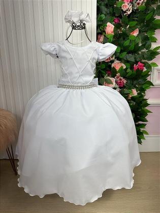 Imagem de Vestido Infantil Branco para Formatura Longo Dama de Honra Luxo para Festas