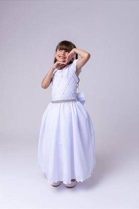 Imagem de Vestido Infantil Branco para Formatura Longo Dama de Honra Luxo para Festas