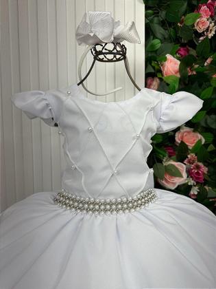 Imagem de Vestido Infantil Branco para Formatura Longo Dama de Honra Luxo para Festas
