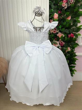 Imagem de Vestido Infantil Branco para Formatura Longo Dama de Honra Luxo para Festas