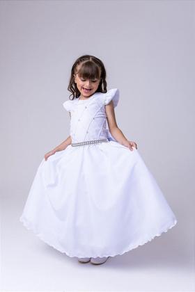 Imagem de Vestido Infantil Branco para Formatura Longo Dama de Honra Luxo para Festas