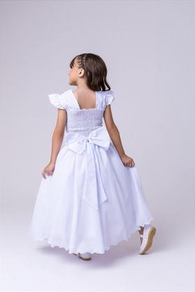 Imagem de Vestido Infantil Branco para Formatura Longo Dama de Honra Luxo para Festas