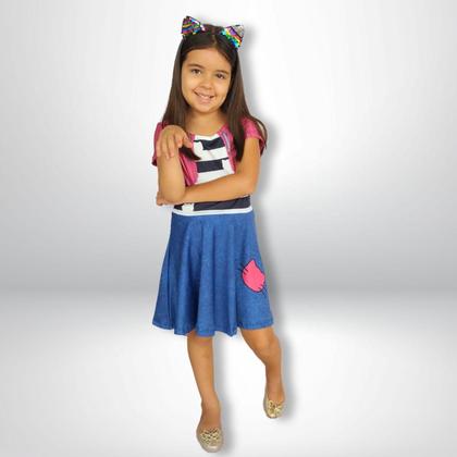 Imagem de Vestido Infantil Casa Mágica Envio Imediato com tiara gatinha de paetê Fantasia