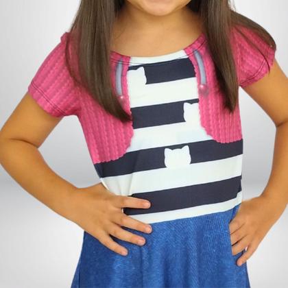 Imagem de Vestido Infantil Casa Mágica Envio Imediato com tiara gatinha de paetê Fantasia