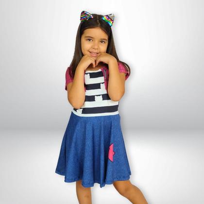 Imagem de Vestido Infantil Casa Mágica Envio Imediato com tiara gatinha de paetê Fantasia