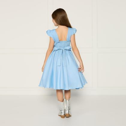 Imagem de Vestido Infantil Casual Azul Princesa Festa Aniversário Luxo