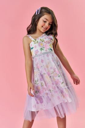 Imagem de Vestido Infantil Cinti Verão Floral com Saia Tule Removível