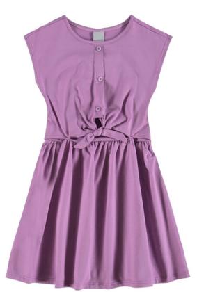Imagem de Vestido Infantil com Nó Frontal em Cotton Light Malwee Kids Roxo 10