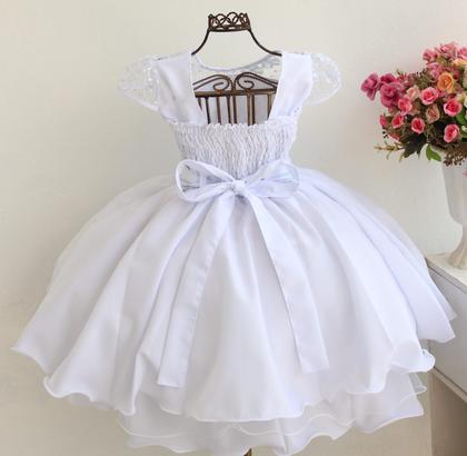 Imagem de Vestido Infantil Daminha Casamento Luxo Com Tiara
