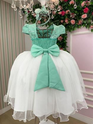 Imagem de Vestido Infantil Daminha Midi Florista Jardim Encantado Verde Oliva e Off - Confeccionado em Tecido Misto